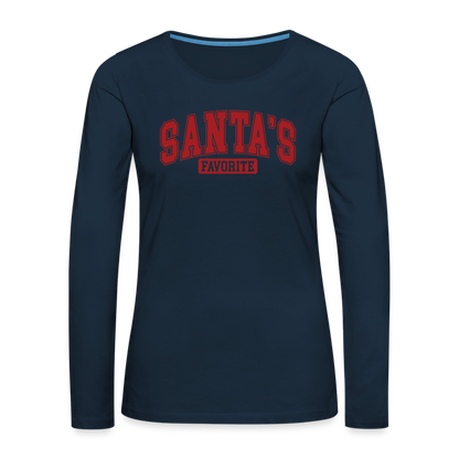 Santa's Favorite Women's Premium Long Sleeve T-Shirt - deep navy