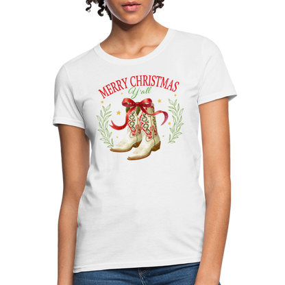 Merry Christmas Y'all Women's Contoured T-Shirt - white