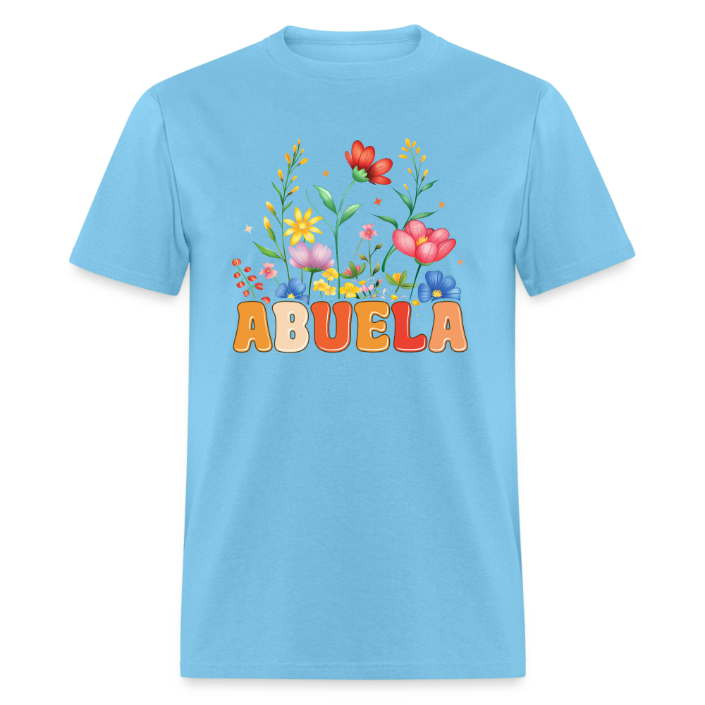 Abuela T-Shirt with Floral Design - aquatic blue