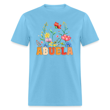 Abuela T-Shirt with Floral Design - aquatic blue