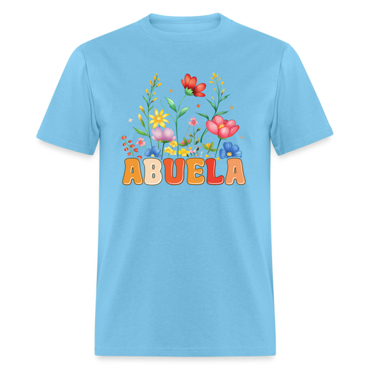 Abuela T-Shirt with Floral Design - aquatic blue