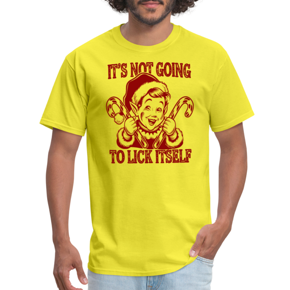 It's Not Going To Lick Itself (Naughty Christmas Elf) T-Shirt - yellow