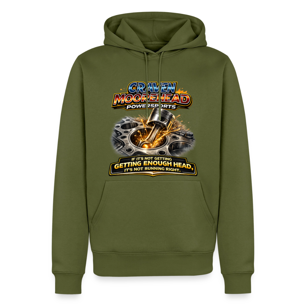 Craven Moorehead Powersports Funny Adult Humor Premium Hoodie Color: khaki green