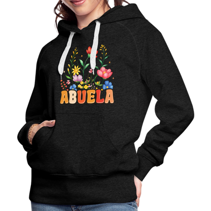 Abuela Women’s Premium Hoodie with Floral Design - charcoal grey