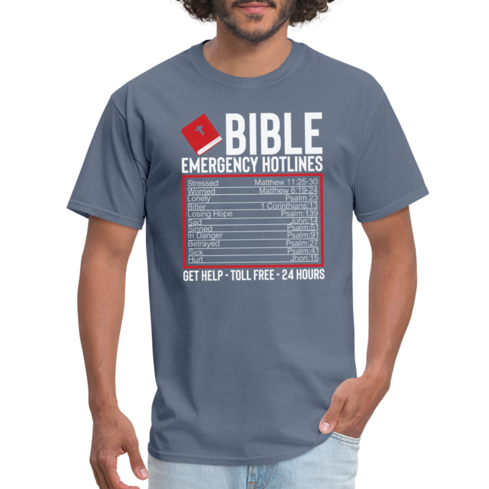 Bible Emergency Hotline (Scriptures) T-Shirt - denim