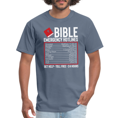 Bible Emergency Hotline (Scriptures) T-Shirt - denim