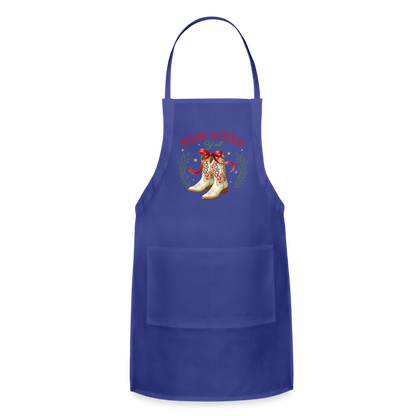 Merry Christmas Y'all Apron - royal blue