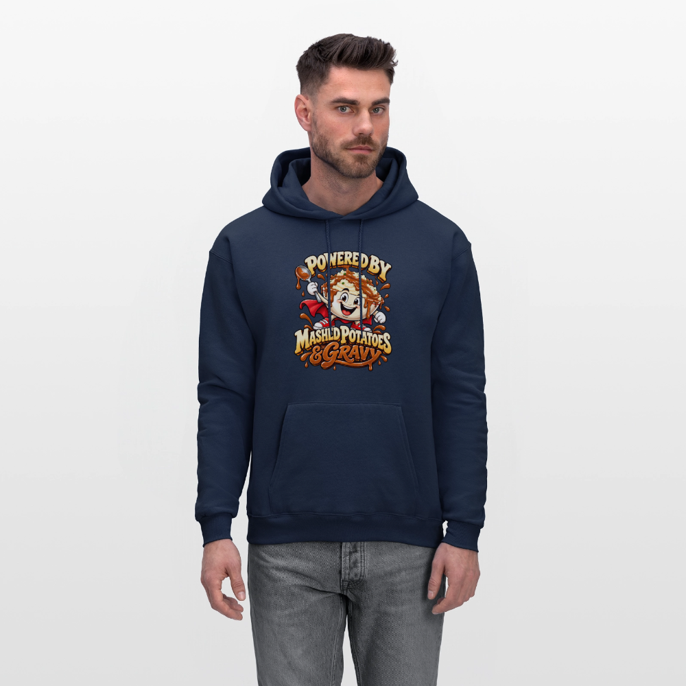Powered by Mashed Potatoes & Gravy – Superhero Hoodie - navy