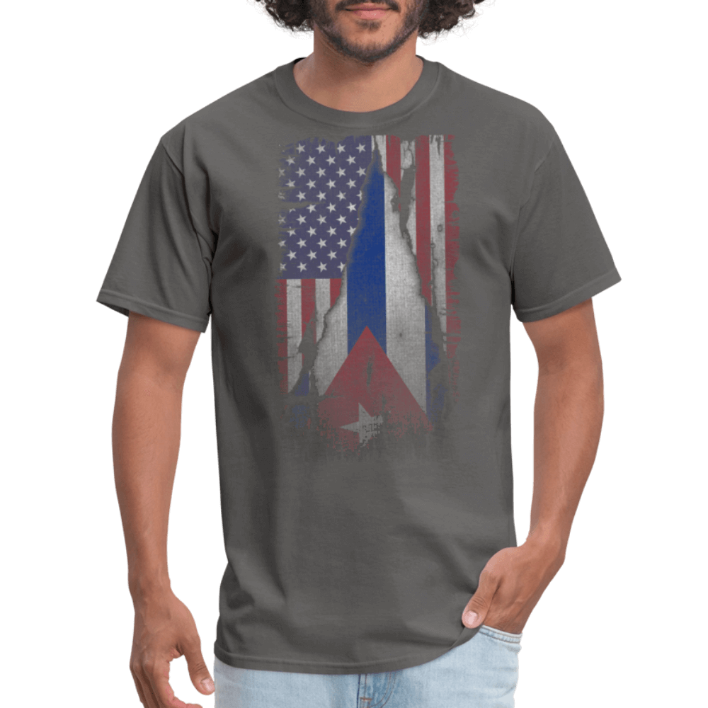 Cuba & USA Flag T-Shirt – Cuban American Pride Tee Color: heather black