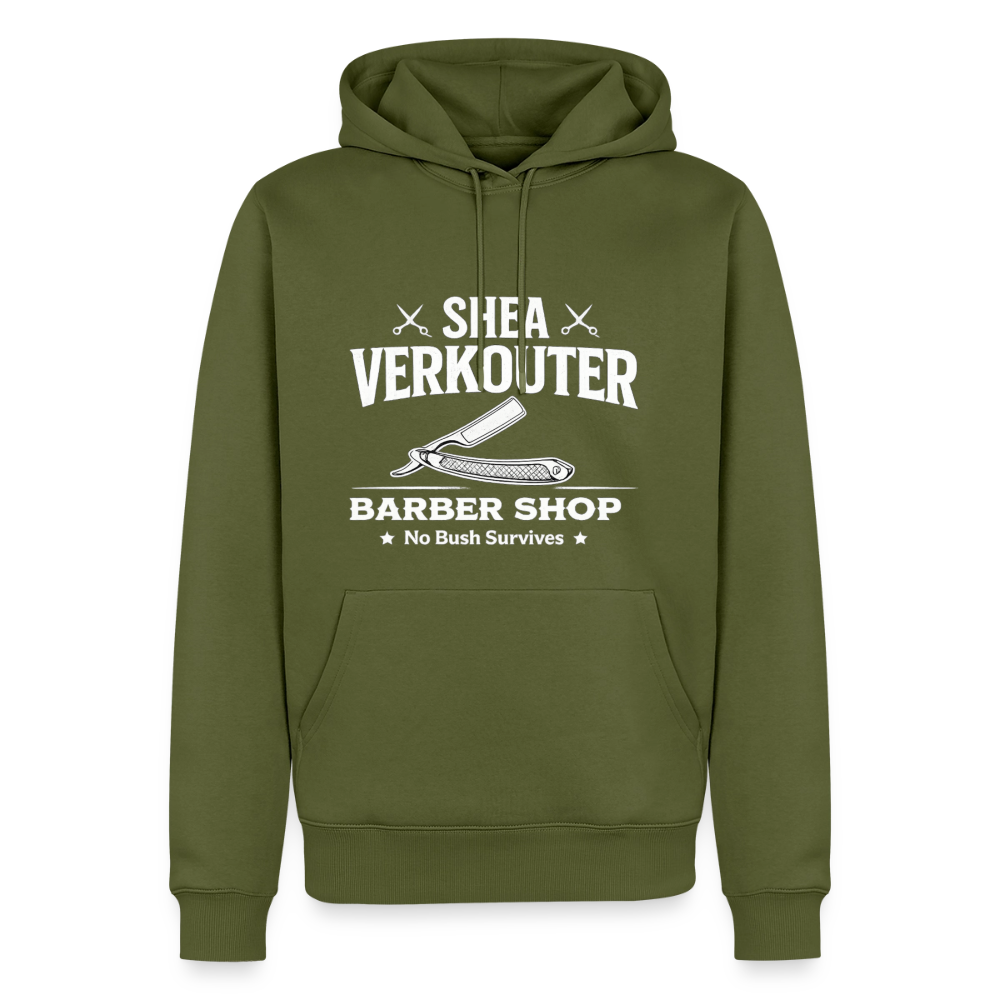 Shea Verkouter Barber Shop Funny Adult Humor Premium Hoodie Color: khaki green