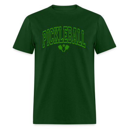 Pickleball T-Shirt (Green Arch Letters) - forest green