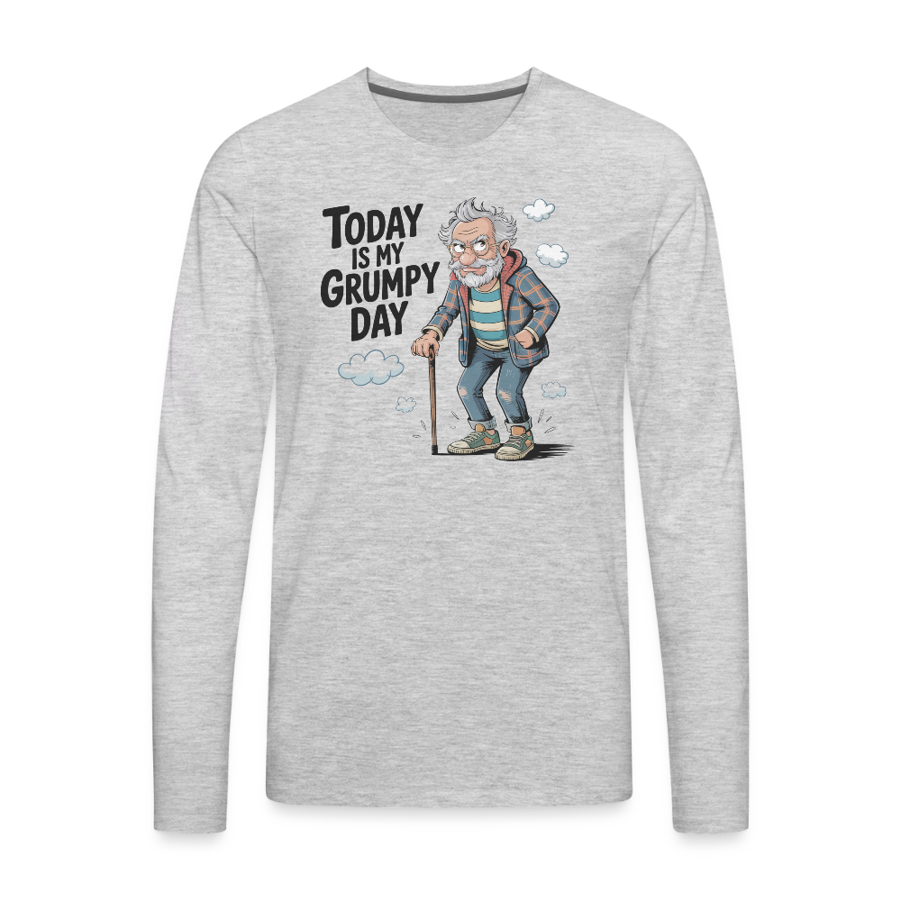 Today Is My Grumpy Day Men’s Funny Long Sleeve Shirt - heather gray