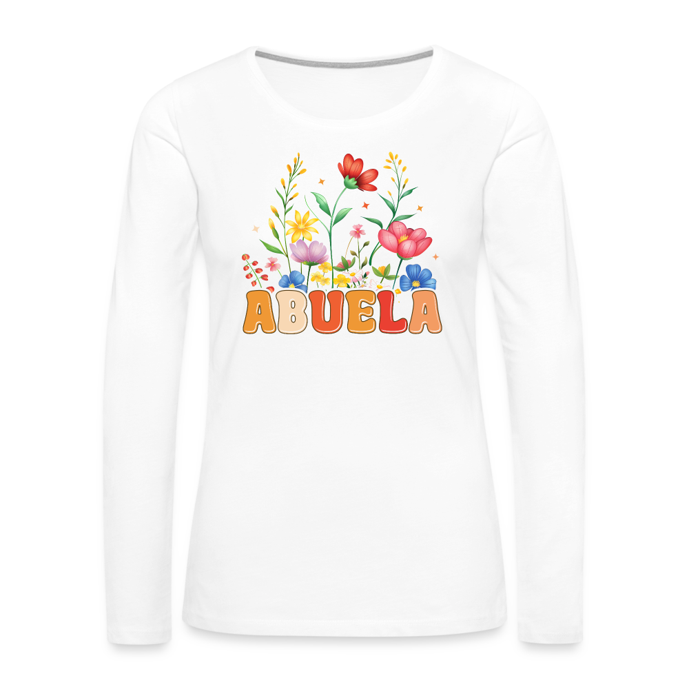 Abuela Premium Long Sleeve T-Shirt with Floral Design - white