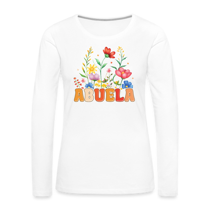 Abuela Premium Long Sleeve T-Shirt with Floral Design - white