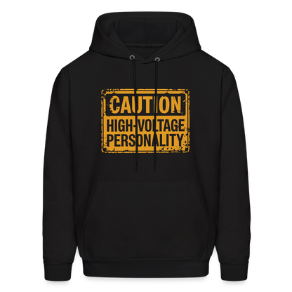 Caution High Voltage Personality Hoodie - black