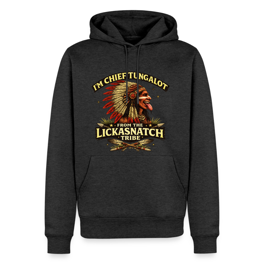 Chief Tungalot Lickasnatch Tribe Funny Hoodie Color: Heather Anthracite