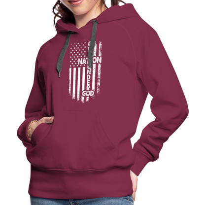 One Nation Under God Women’s Premium Hoodie - burgundy