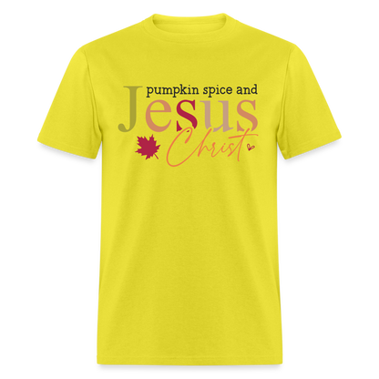 Pumpkin Spice and Jesus Christ T-Shirt - yellow