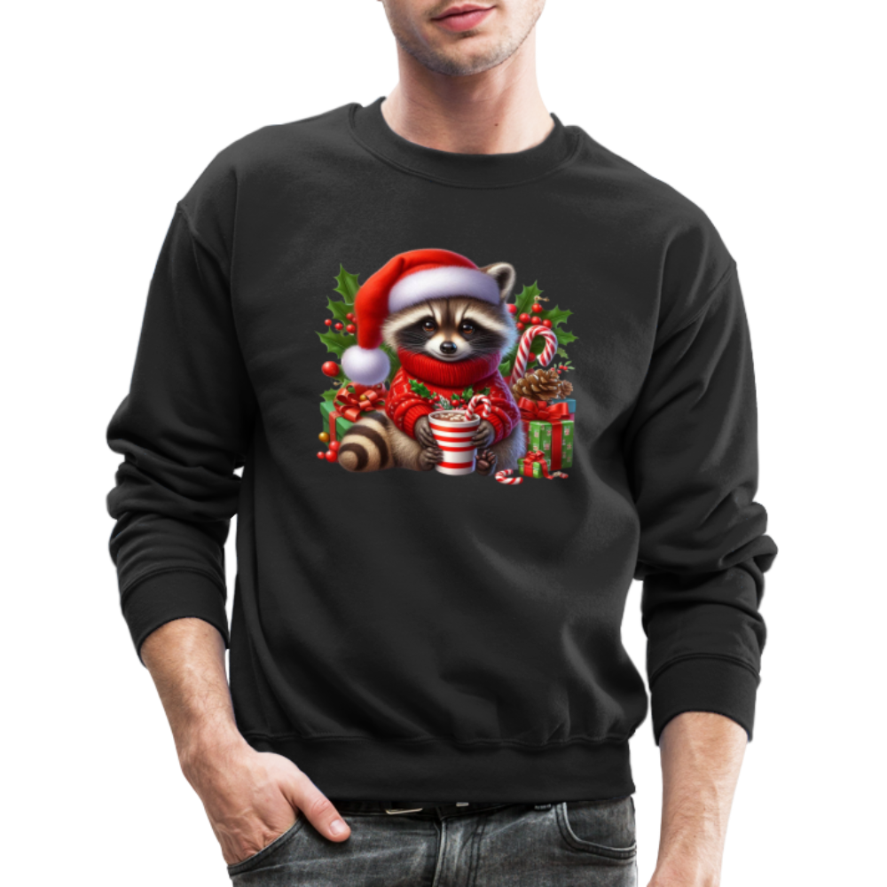 Christmas Cute Feral Raccoon Sweatshirt - black