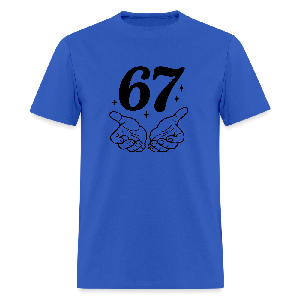 Six Seven 67 Hand Gesture T-Shirt Color: royal blue