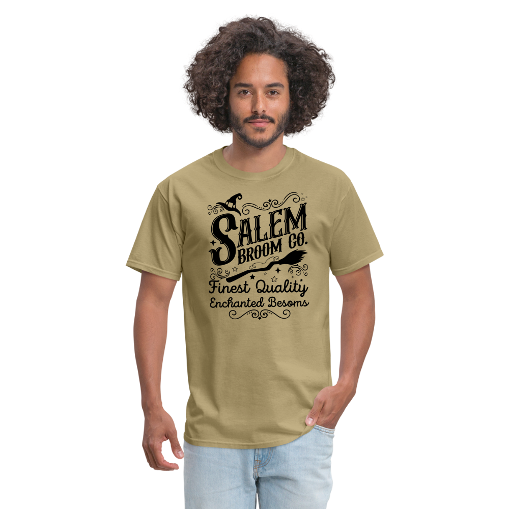 Salem Broom Co. Finest Quality Enchanted Besoms T-Shirt (Halloween) - khaki