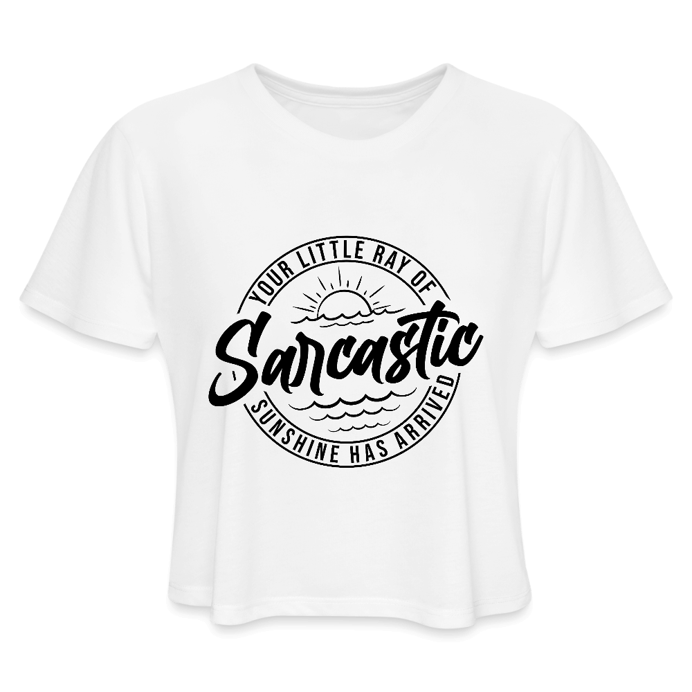 Sarcastic Sunshine Cropped Tee for Women - white