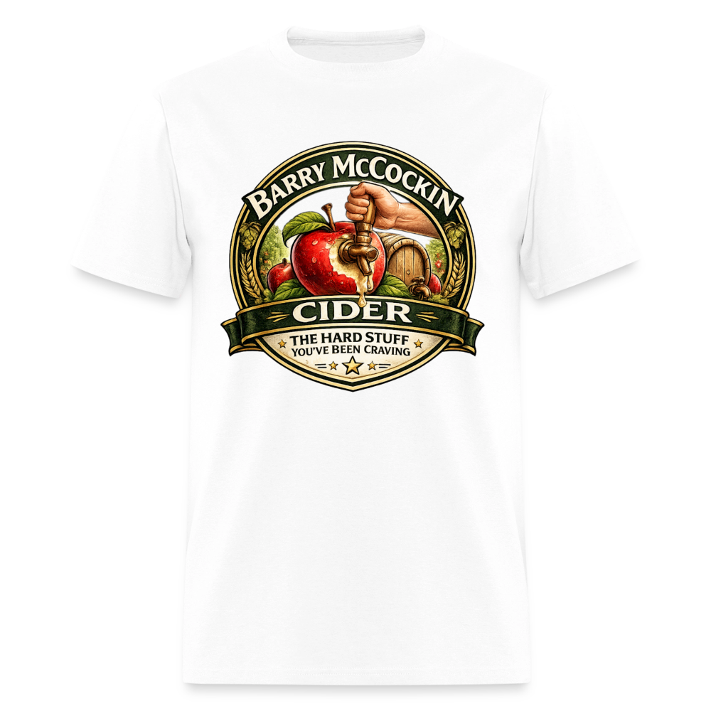 Barry McCockin Cider Funny Graphic T-Shirt Color: White