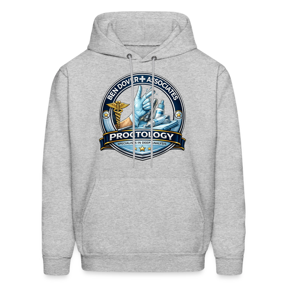 Ben Dover Proctology Funny Graphic Hoodie Color: Heather Gray