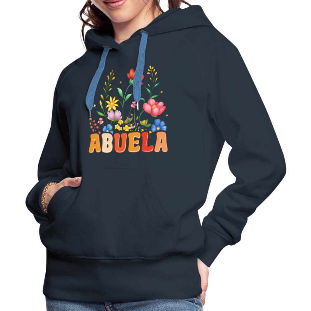 Abuela Women’s Premium Hoodie with Floral Design - navy