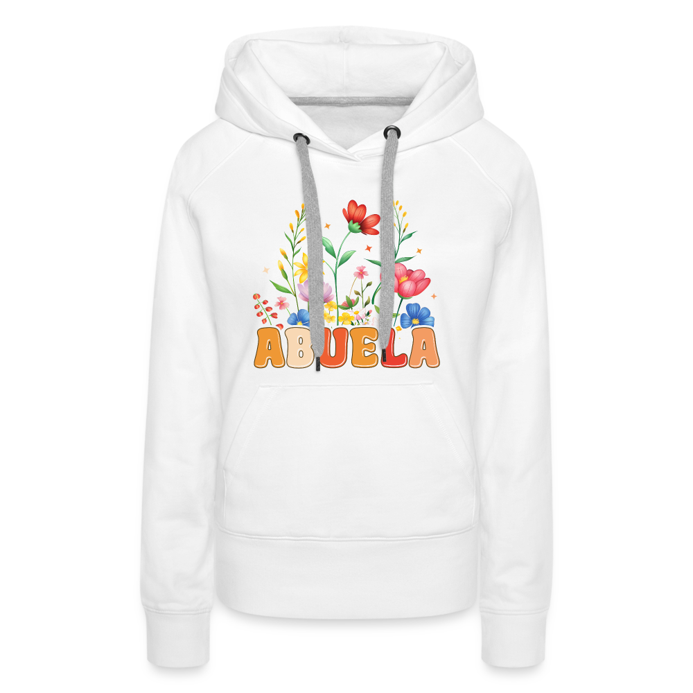 Abuela Women’s Premium Hoodie with Floral Design - white