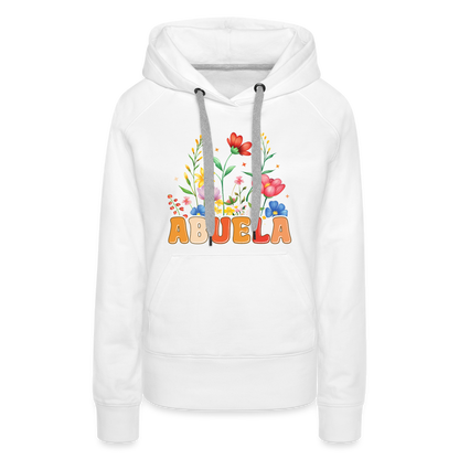 Abuela Women’s Premium Hoodie with Floral Design - white