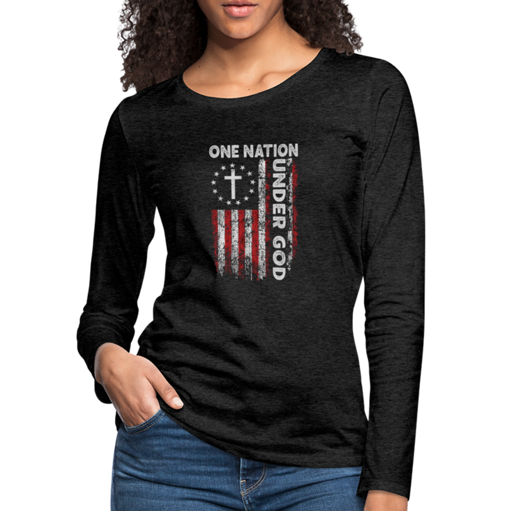 One Nation Under God Women's Premium Long Sleeve T-Shirt - charcoal grey