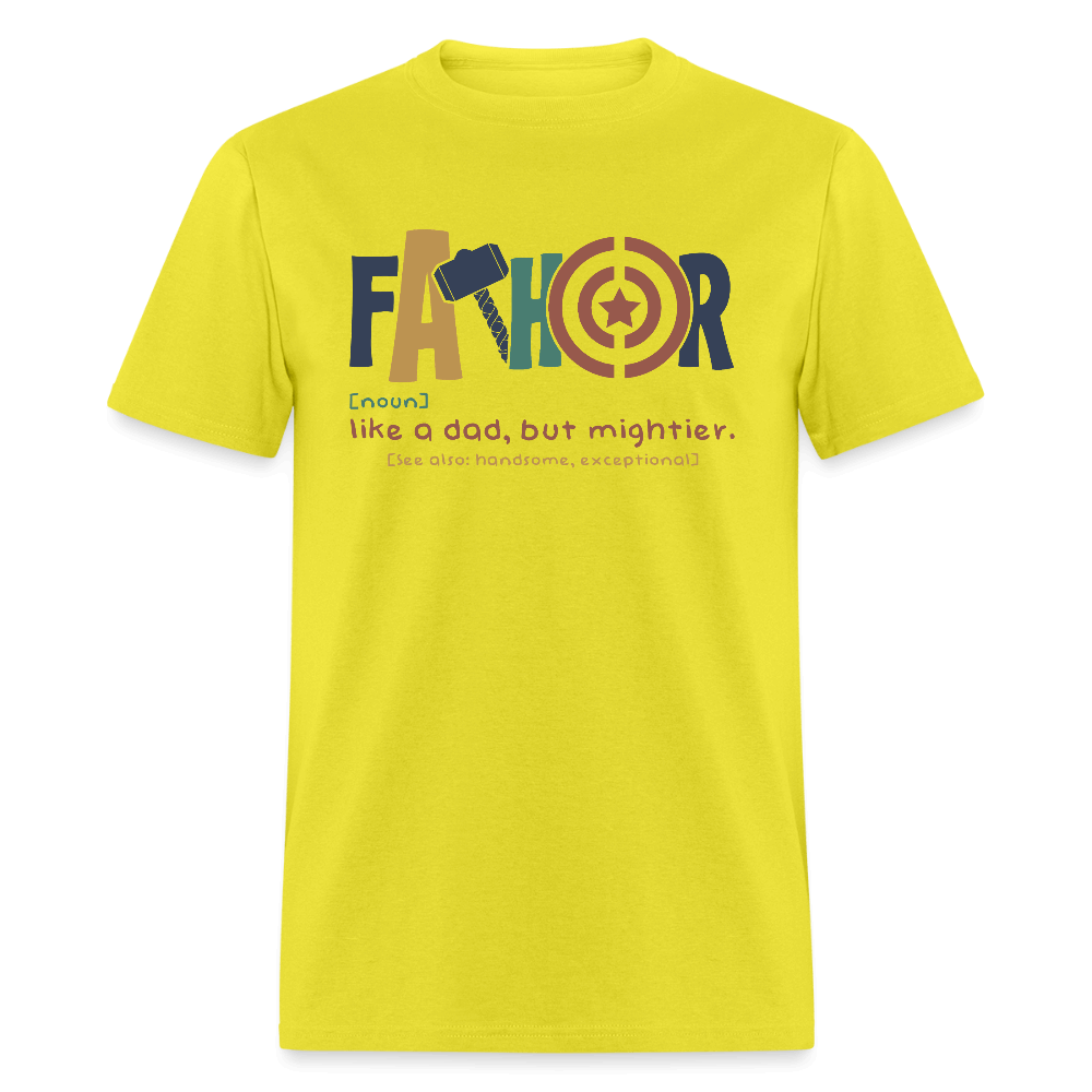 FaThor T-Shirt – Funny Superhero Dad Shirt - yellow