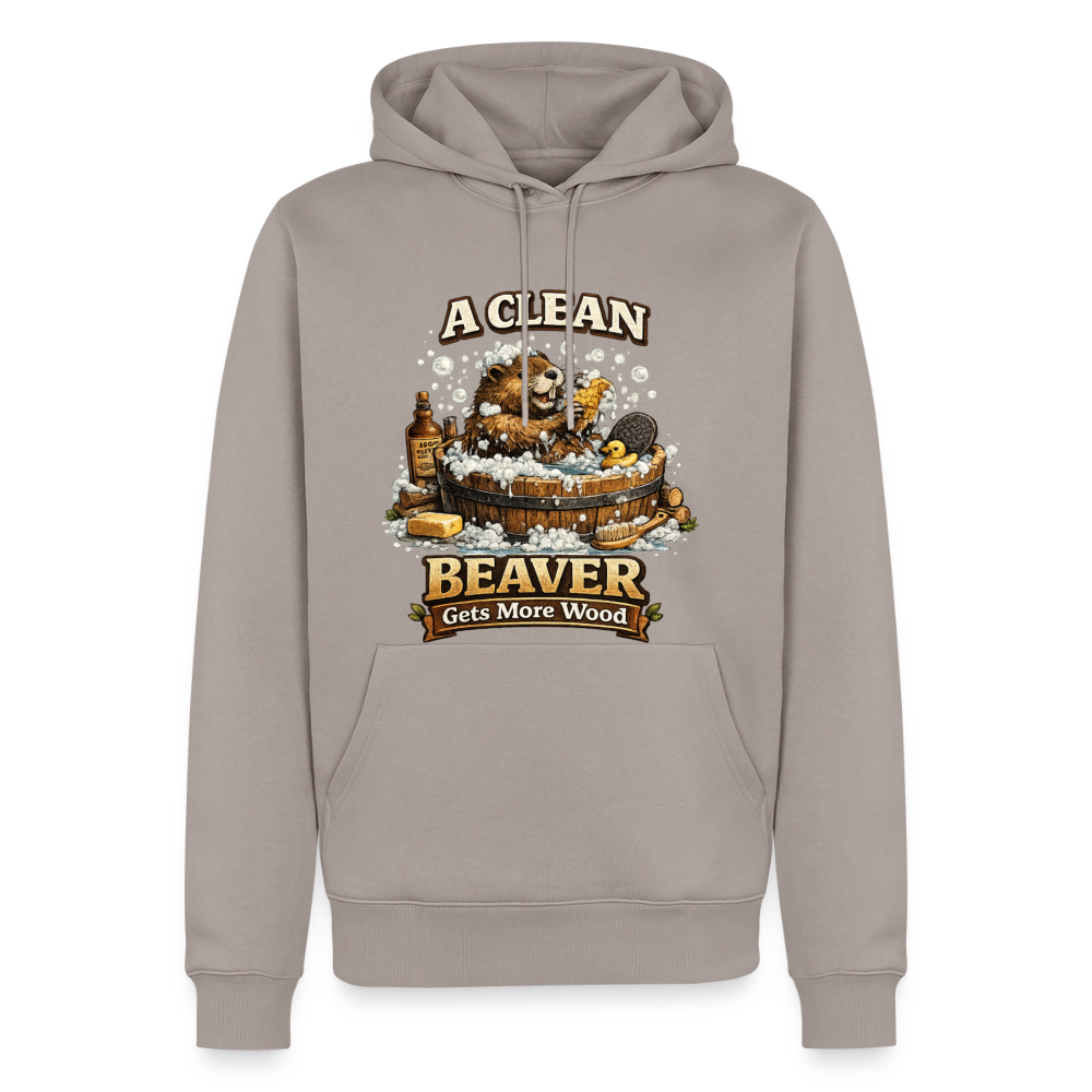 A Clean Beaver Gets More Wood Funny Adult Hoodie Color: taupe