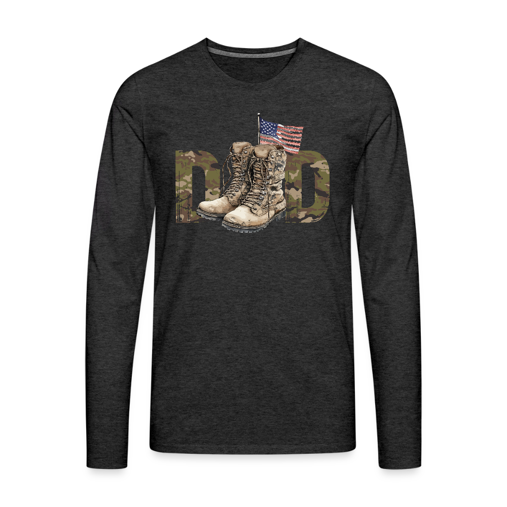 Military Dad Men's Premium Long Sleeve T-Shirt - charcoal grey
