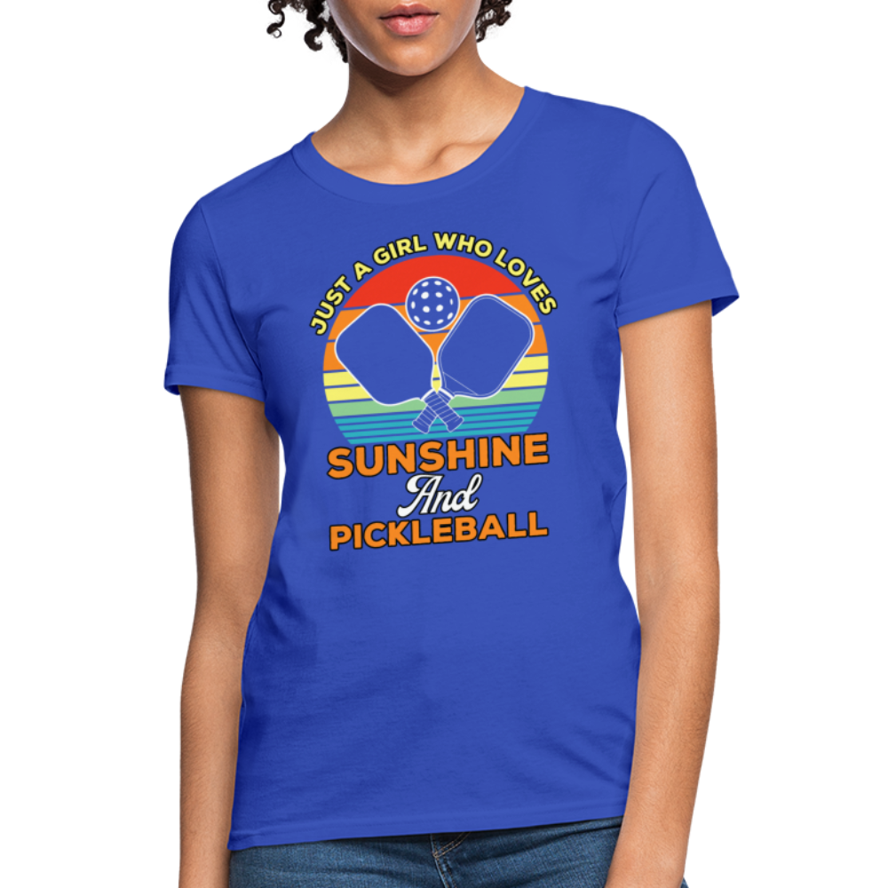 Just A Girl Who Loves Sunshine and Pickleball Women's Contoured T-Shirt - royal blue