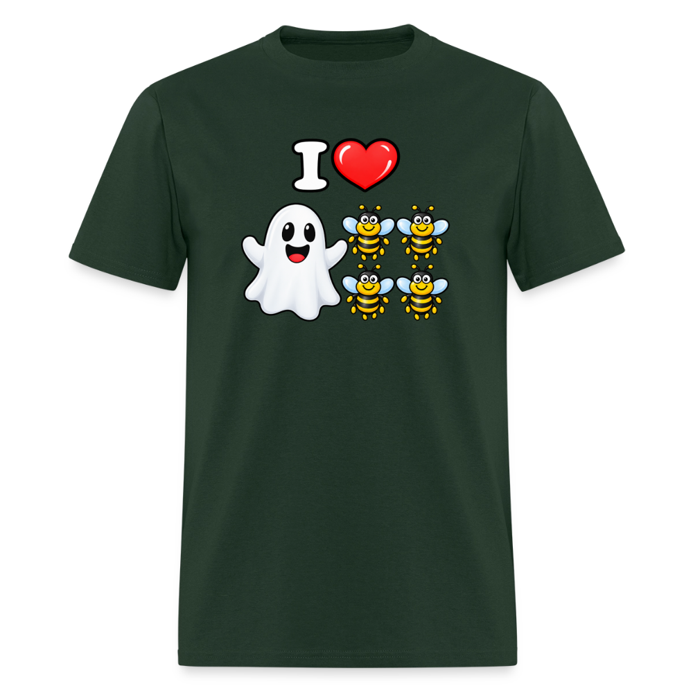 I Heart Boo Bees T-Shirt – Funny Halloween Adult Humor - forest green