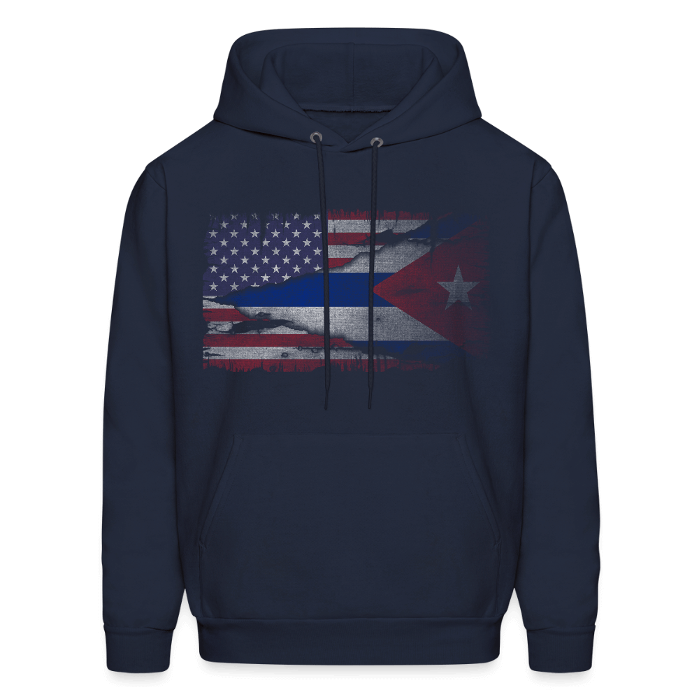 Cuba and USA Flag Hoodie – Cuban American Heritage Color: navy