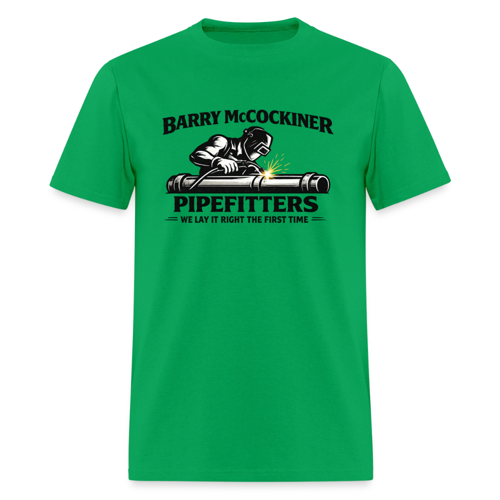 Barry McCockiner Pipefitters Funny Adult T-Shirt Color: Bright Green