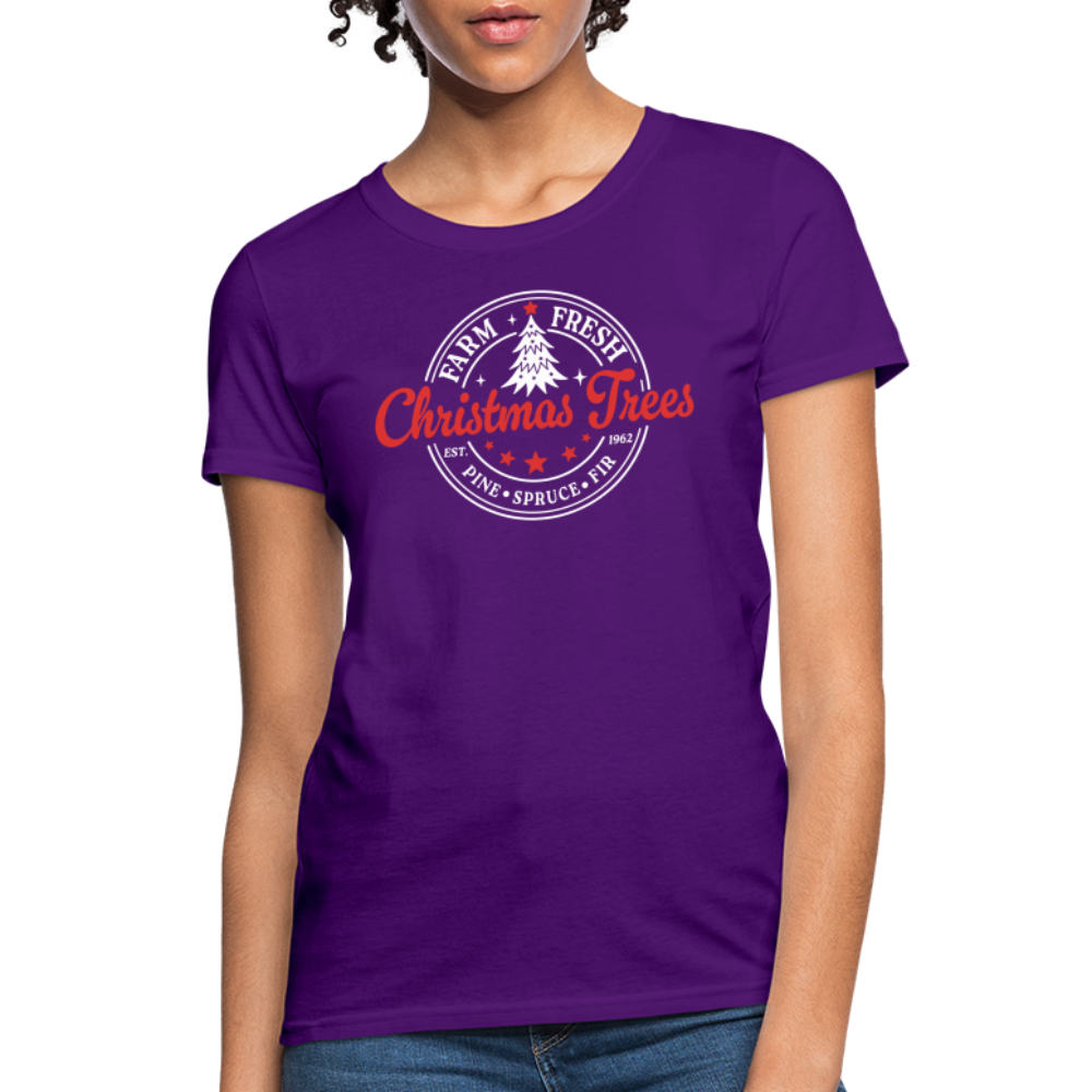 Farm Fresh Christmas Trees Women's Contoured T-Shirt - purple