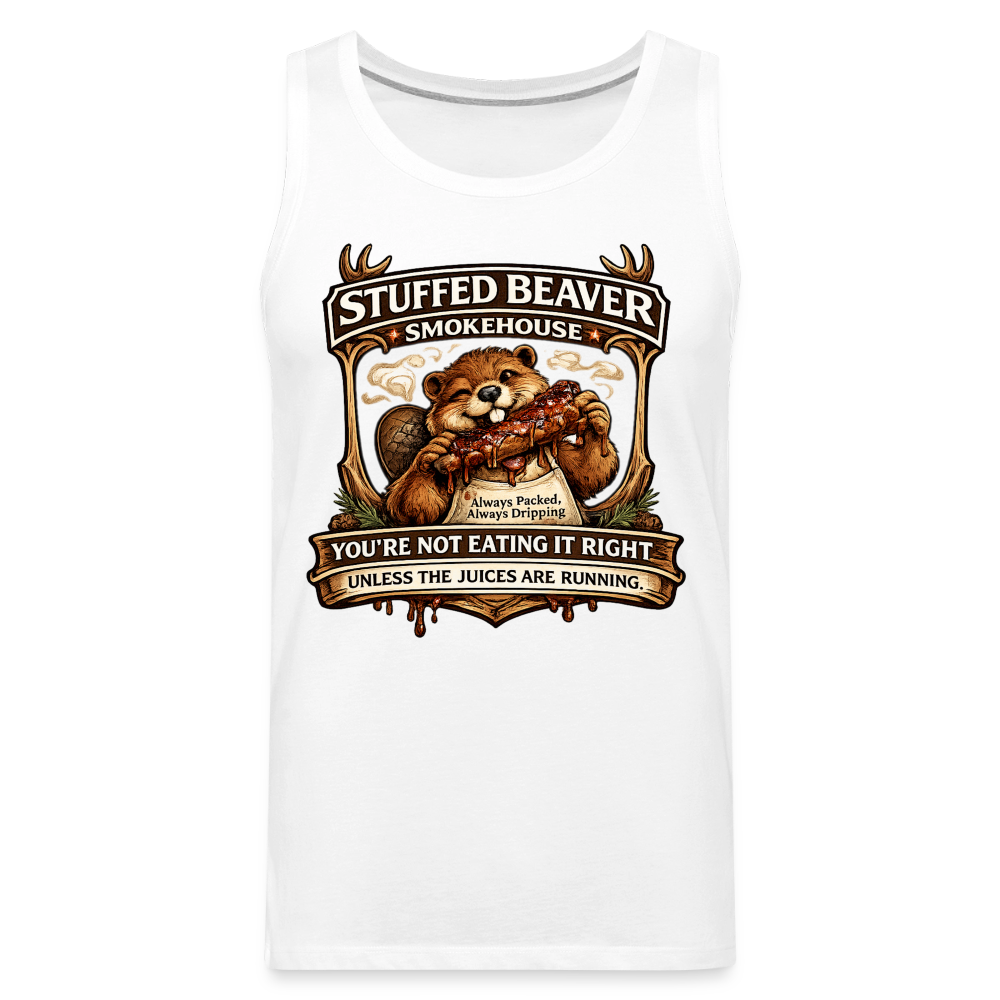 Stuffed Beaver Smokehouse Funny Tank Top Color: Deep Navy