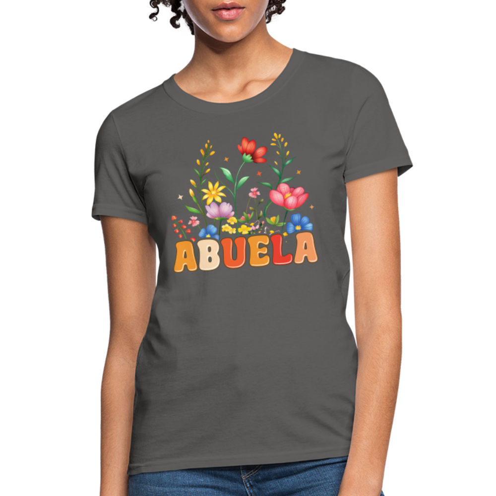 Abuela Women's T-Shirt with Floral Design - charcoal