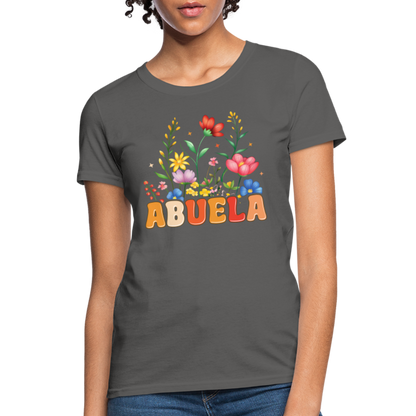 Abuela Women's T-Shirt with Floral Design - charcoal