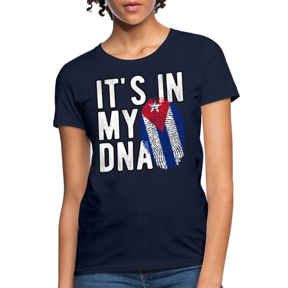 Cuban DNA Women’s T-Shirt – Fingerprint Flag Tee - navy