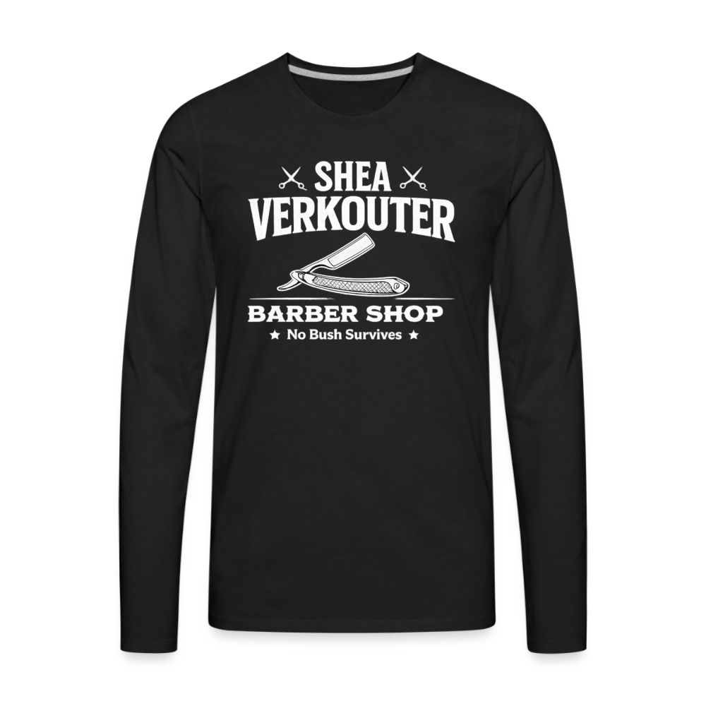 Shea Verkouter Barber Shop Funny Long Sleeve Tee Color: Black