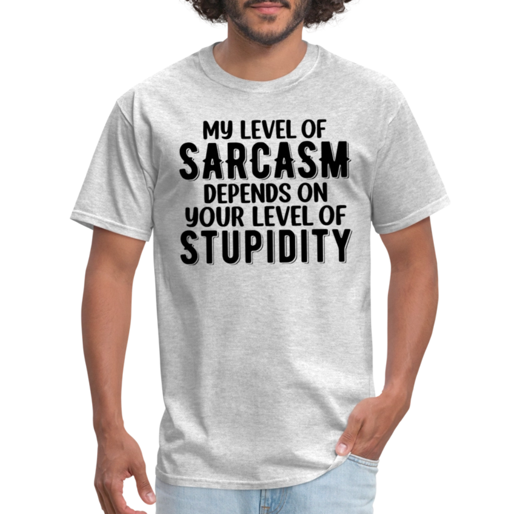 My Level of Sarcasm Depends on You Level of Stupidity T-Shirt - heather gray