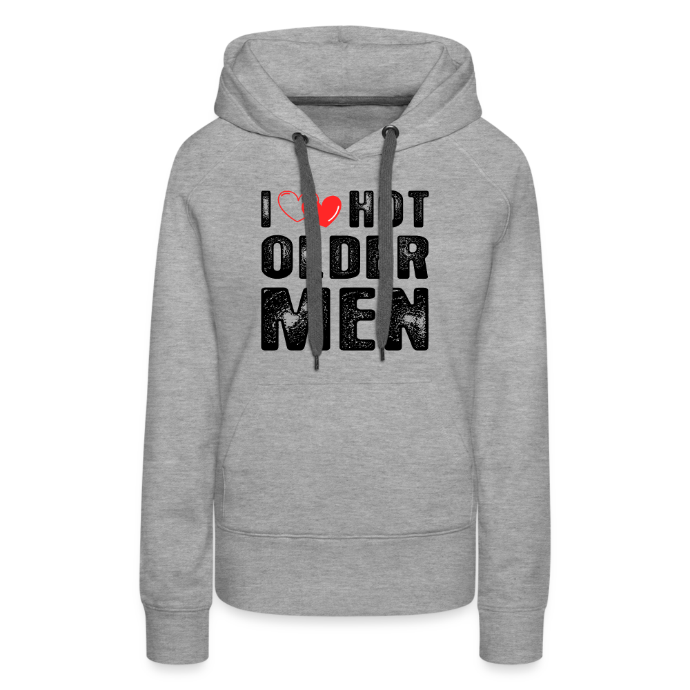 I Heart Hot Older Men (I Love Hot Older) Men Women’s Premium Hoodie - heather grey