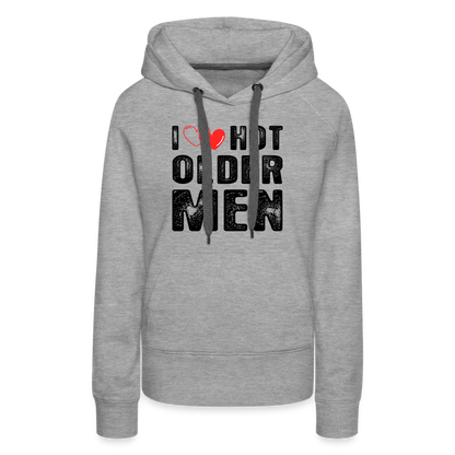 I Heart Hot Older Men (I Love Hot Older) Men Women’s Premium Hoodie - heather grey