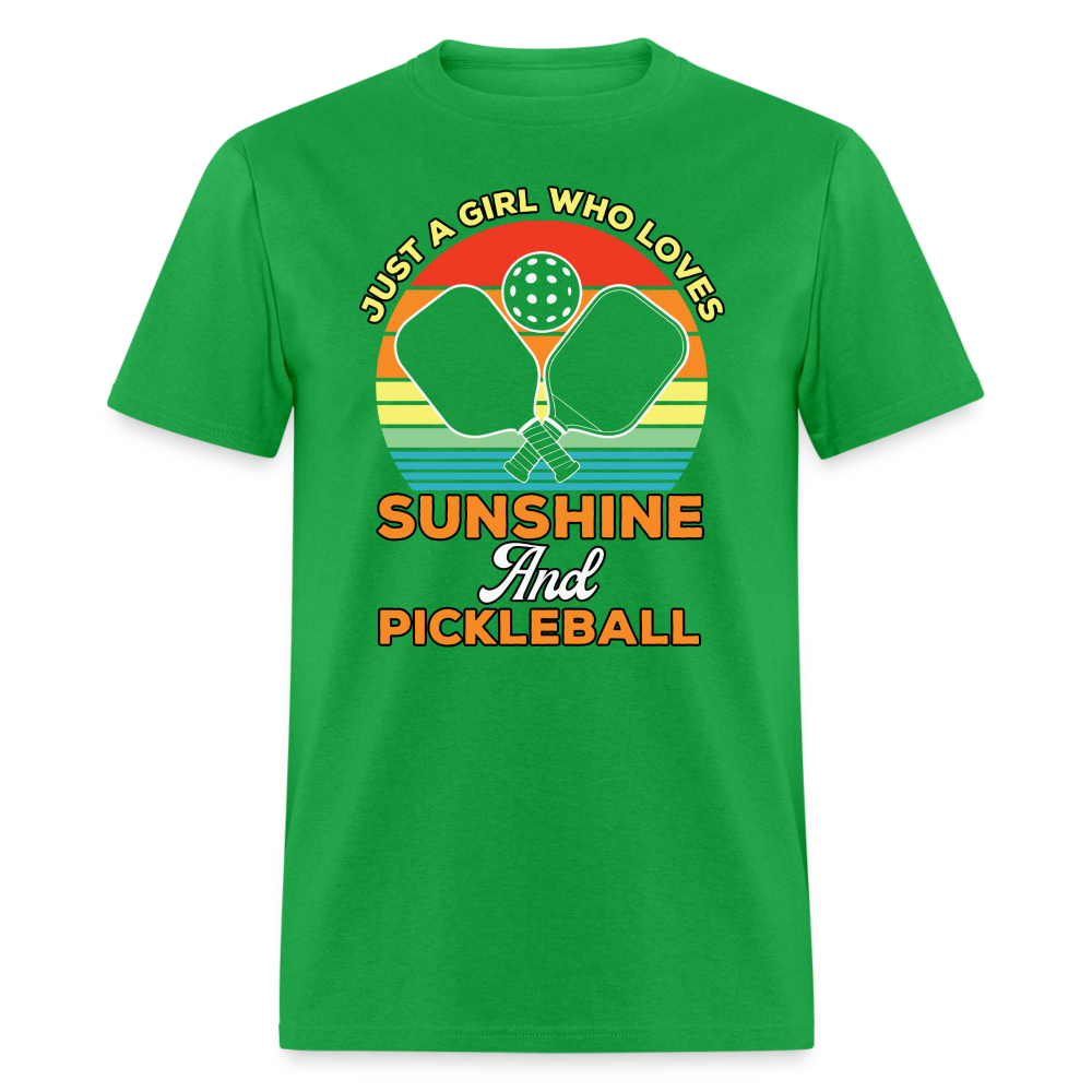 Just A Girl Who Loves Sunshine and Pickleball T-Shirt - bright green