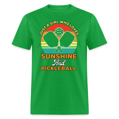 Just A Girl Who Loves Sunshine and Pickleball T-Shirt - bright green